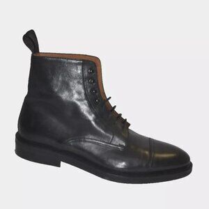 New! LUCA DEL FORTE Leather Ankle Combat Boots Black Size 41 8 US DD339A 980576